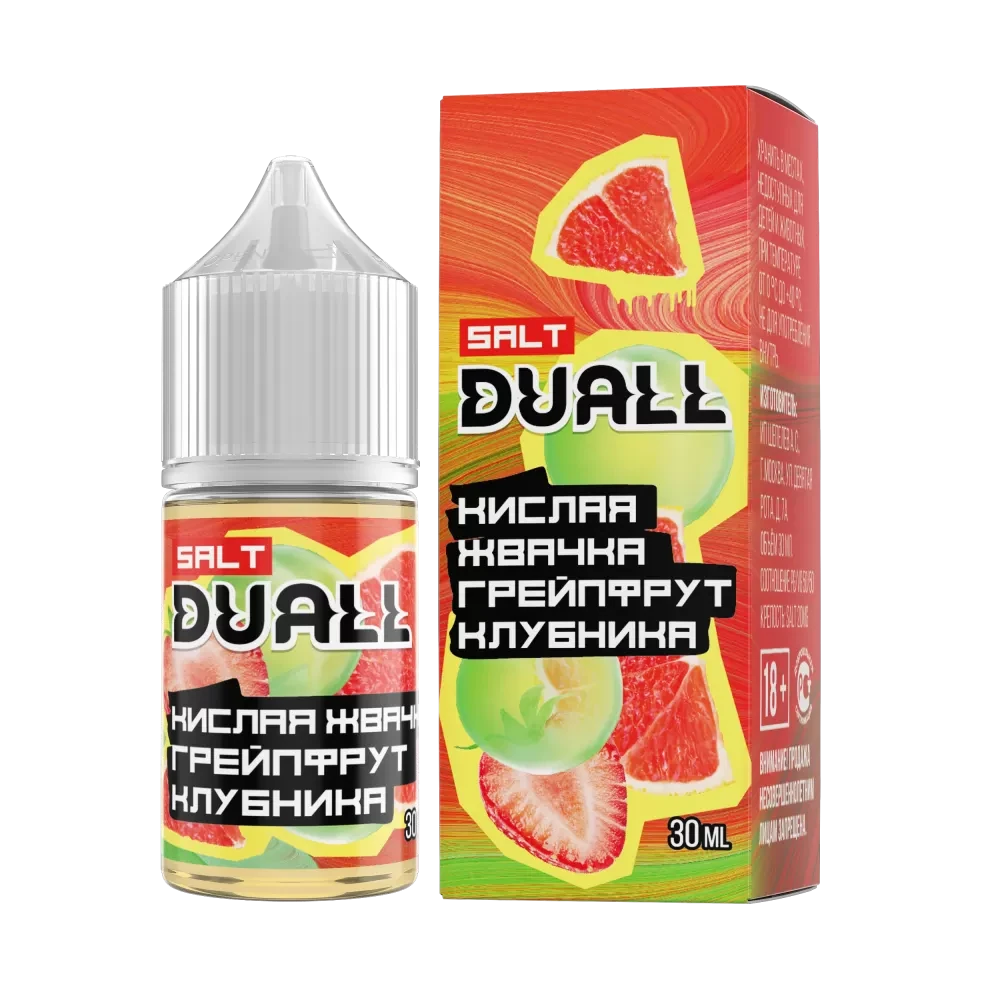 Жидкость Duall Salt Light 30 мл. 20 мг. - Кислая Жвачка Грейпфрут Клубника